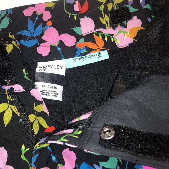 NWT XL ROWLEY X ROXY Fuseau Technical Snow Ski Pants Black MultiFloral - Picture 16 of 16